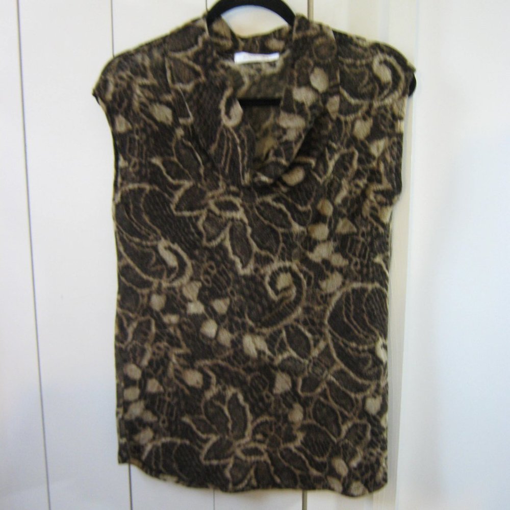 August Silk Brown Floral Sheer Knit